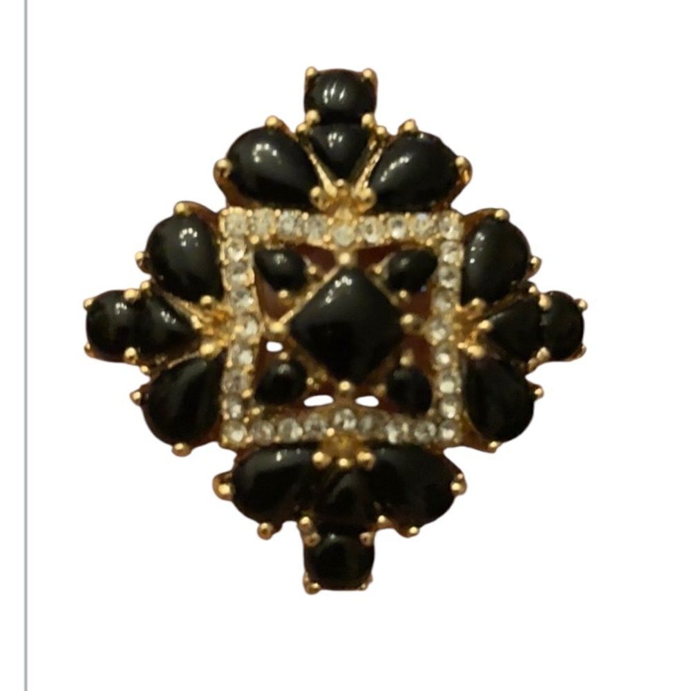 Beautiful bohemian cocktail ring with dark blue and white stones EUC